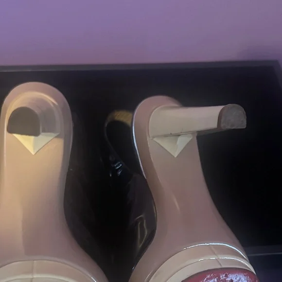 Christian Louboutin Black and Tan Peep Toe Slingback Heels - Picture 10 of 10